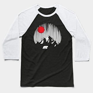 Polar Bear With Red Moon Baseball T-Shirt